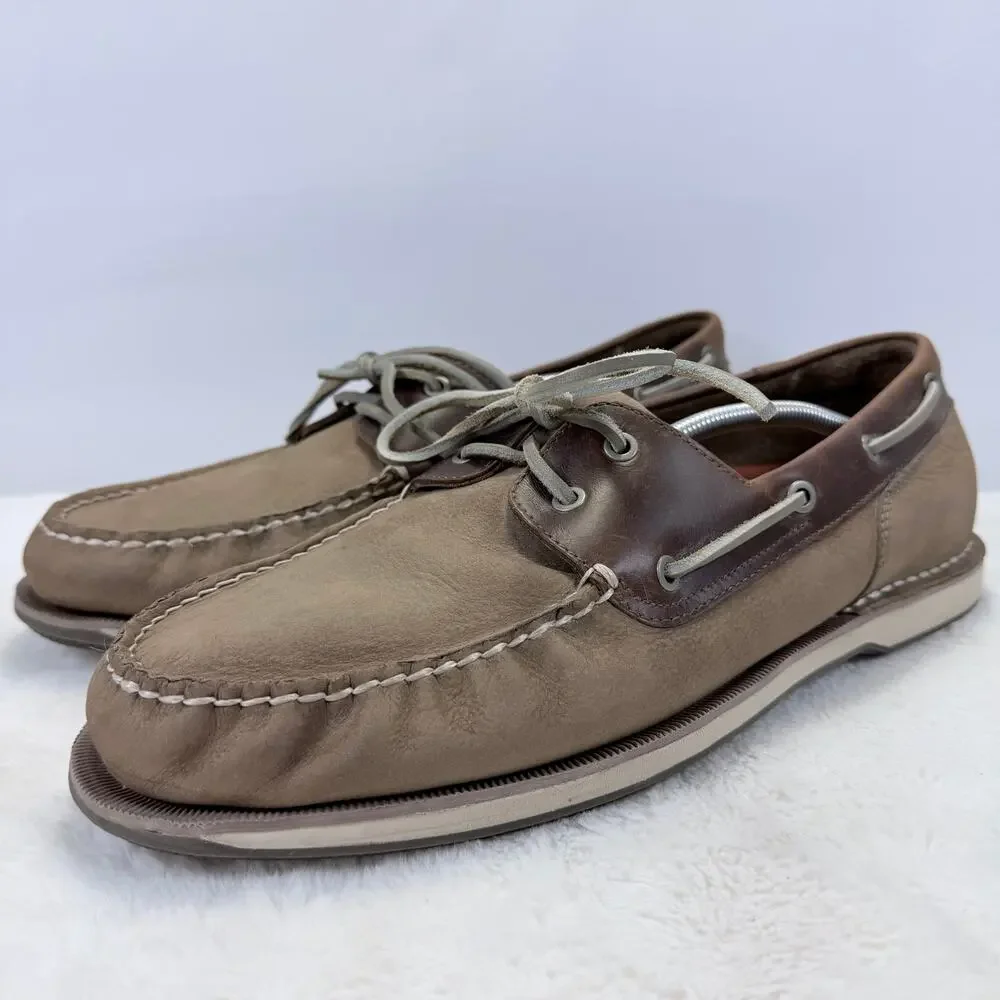 Rockport Authentic Original Men’s Two-Tone Leather Boat Shoes Size 14